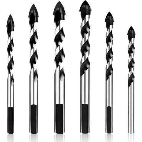Klvgtifs Pu - Wolframkarbid-bohrer-set Mit 6 Wolframkarbid-diamantbohrern Für Keramikfliesen, Beton, Ziegelwände, Glas, Kunststoffmauerwerk Und Holz (4/6/6/8/10/12 Mm)