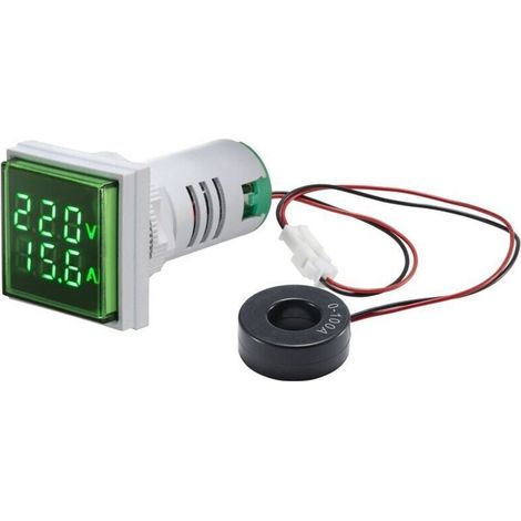 Klvgtifs Pu – (grün) Mini-quadrat-digitalvoltmeter/amperemeter Mit Dual-led-anzeige Für Spannung Und Stromstärke, Ac-monitor-panelmeter, Ac 60–500 V, Ac 0–100 A