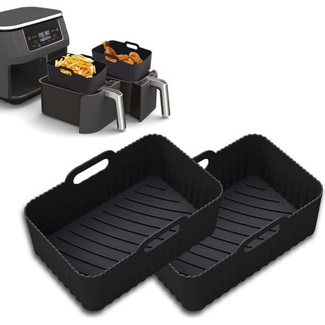 Klvgtifs Pu - Packung Mit 2 Wiederverwendbaren Silikoneinsätzen Für Ninja Dual Air Fryer, Kompatibel Mit Den Ninja-modellen Af400uk, Af300uk, Double Stack Xl Und Sl400uk (9,5 L).