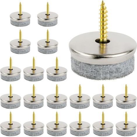 Klvgtifs Pu - 20 Stück Filzgleiter Für Möbel, 28 Mm Nagelgleiter Für Stühle, Rund, Einfach Zu Montieren, Zum Schutz Von Böden Vor Tischbeinen