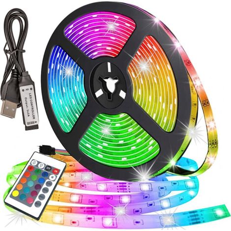 Klvgtifs Pu – 3 M Mehrfarbiger Led-streifen Mit Rgb-beleuchtung / Lichtschleife / Led-streifen – Usb