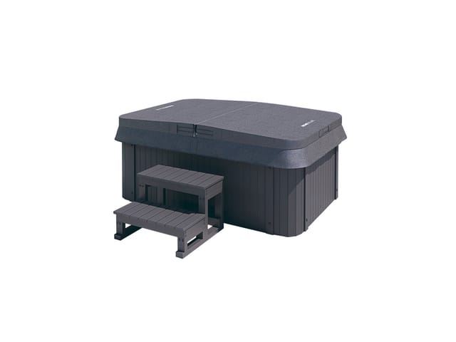 Home Deluxe - Outdoor Whirlpool HORIZON Plus - inkl..Treppe und Thermoabdeckung, ca. 115 x 175 x 70 cm, inkl. Heizung und Massage I Whirlpool