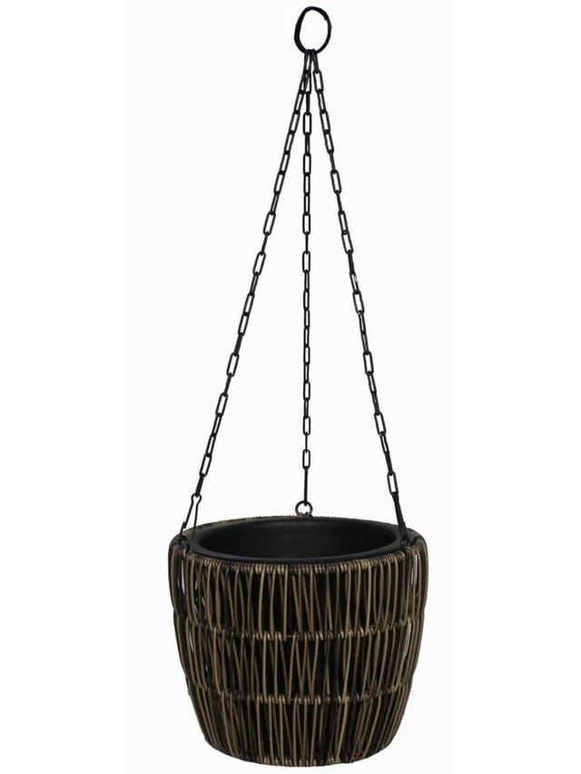 TrendLine Polyrattan Hängeampel Ø 22 x 18 cm mit Einsatz Körbe, Blumentöpfe, -kästen & Untersetzer