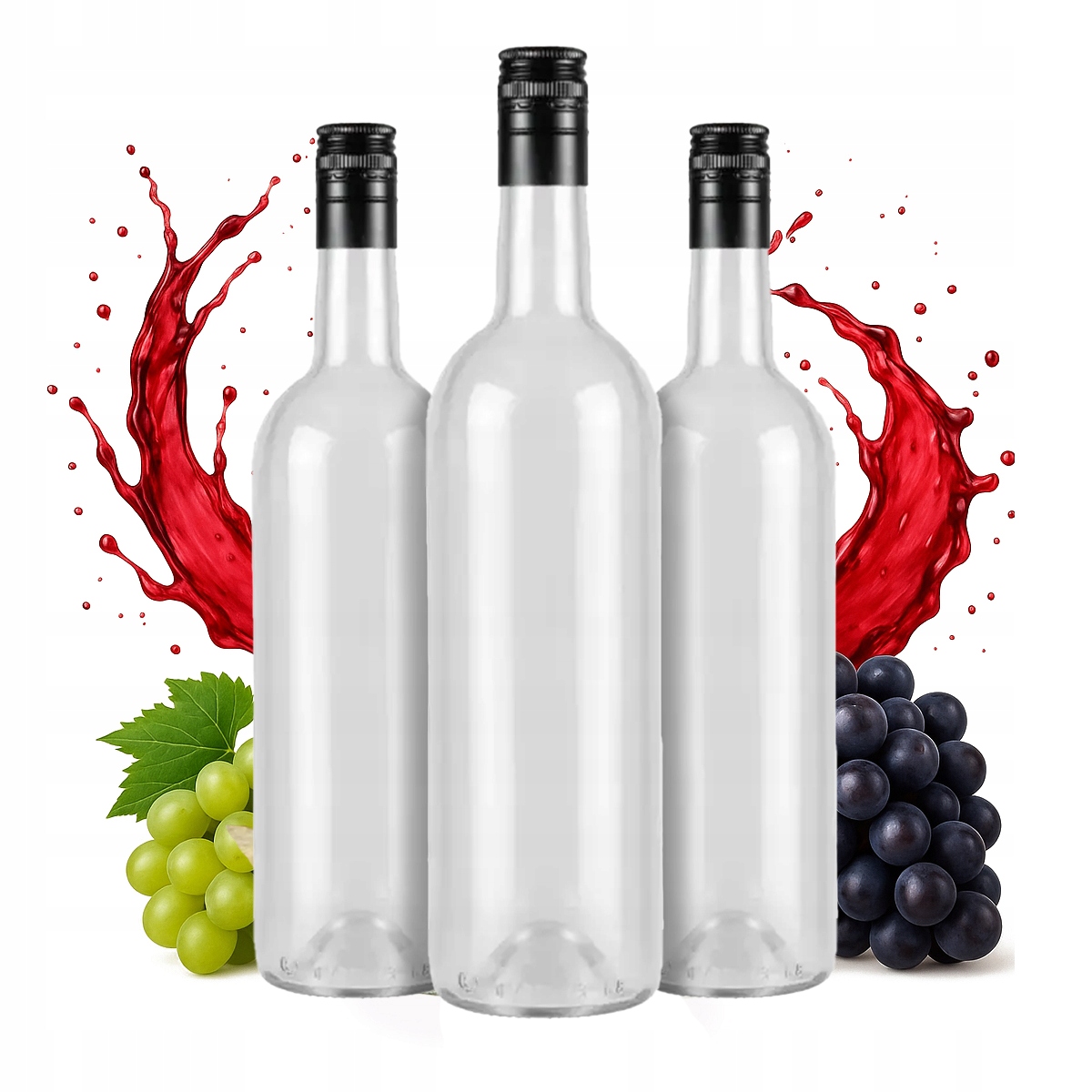 10 Weinflaschen 750 Ml, Klar, 0,75 L Saft, Mit Schraubverschluss