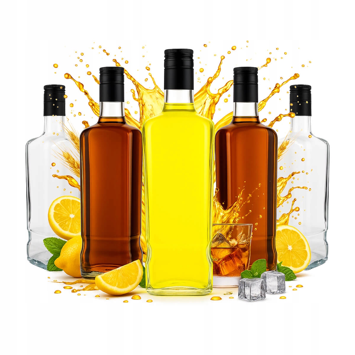 5x Jack Walker 700ml Glasflasche Mit Verschluss Für Moonshine, Whisky, Wein Und Saft