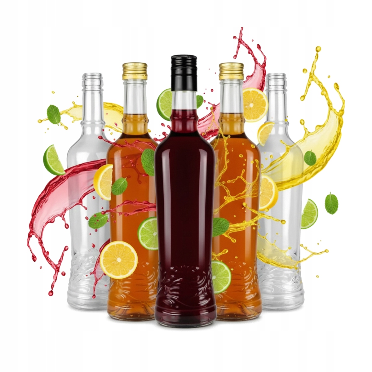 5x Toast Glasflaschen 500ml Mit Verschluss Für Liköre, Alkohol, Wein, Saft 0,5l