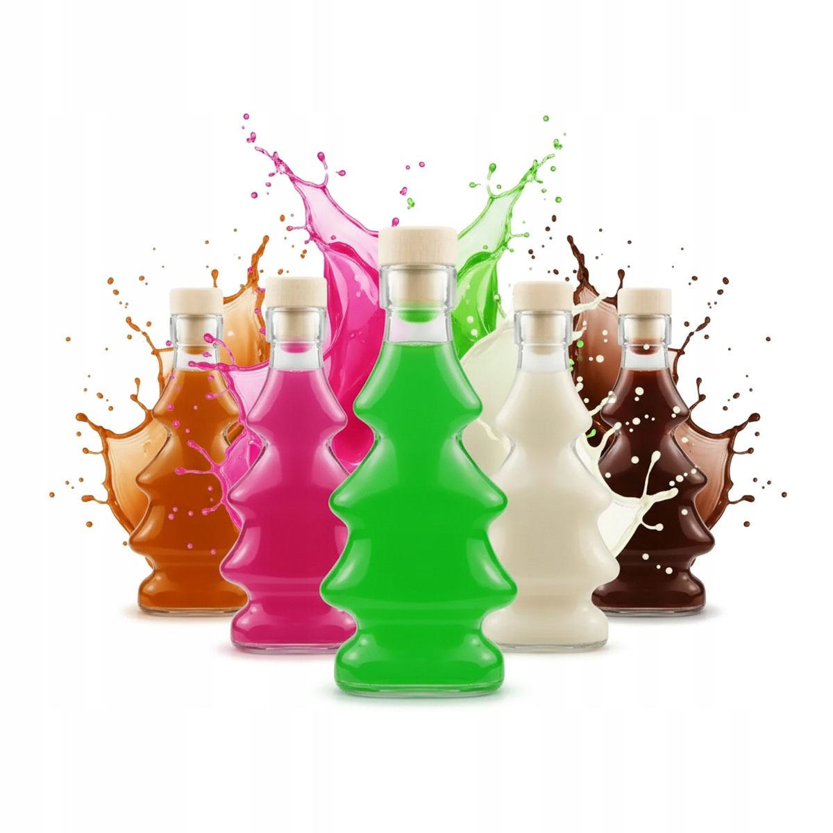 5x Weihnachtsflaschen Mit 3d-weihnachtsbaummotiv, 100 Ml Glasflaschen Für Sirup, Likör, Saft