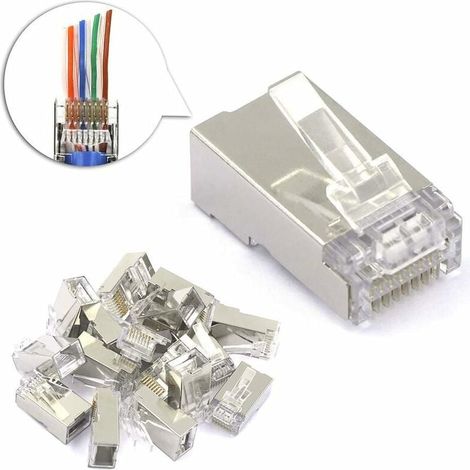 Rj45-stecker – Cat6 – Geschirmt – Vernickelt – 8p8c – Für Ethernet-verkabelung – 25er-packung