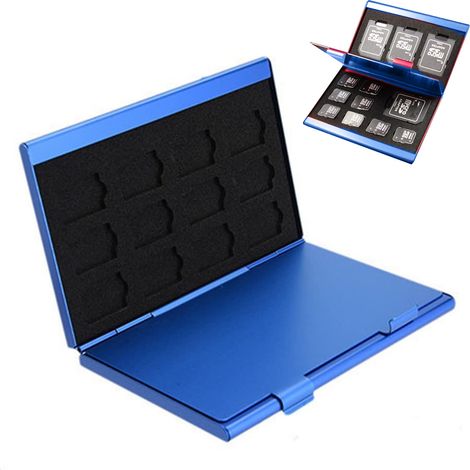 Aufbewahrungsbox Aus Aluminium Für Sd- Und Microsd-karten – 4 Sd-kartensteckplätze + 8 Tf-kartensteckplätze – 90 X 60 X 13 Mm – 1 Stück