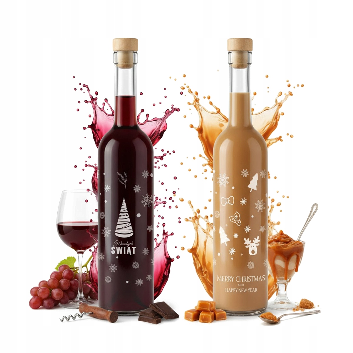 Futura Glasflasche 500ml Mit Aufdruck, Weihnachtsgeschenk Für Likör Und Wein