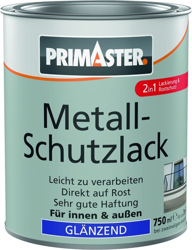 Primaster Metall-Schutzlack silbergrau hochglänzend 750 ml