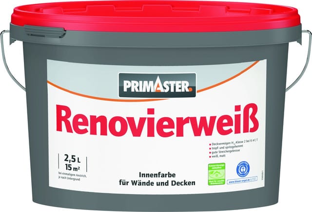 Primaster Wandfarbe Renovierweiß weiß 2,5 L