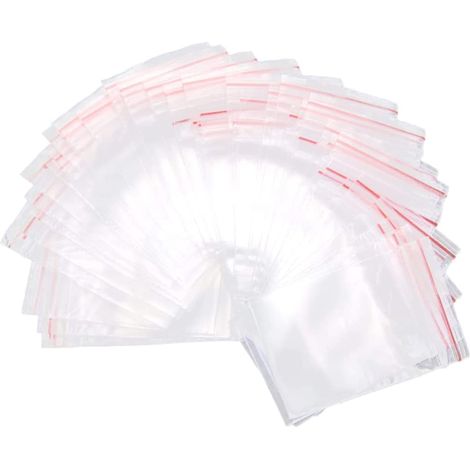 Druckverschlussbeutel – 6 X 9 Cm – 0,2 Mm Dick – Transparent Mit Rotem Rand – 100 Stück
