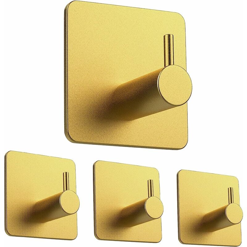 Handtuchhalter, 4er-set Selbstklebende Edelstahlhaken – Kein Bohren Erforderlich – Für Küche Und Bad – Gold