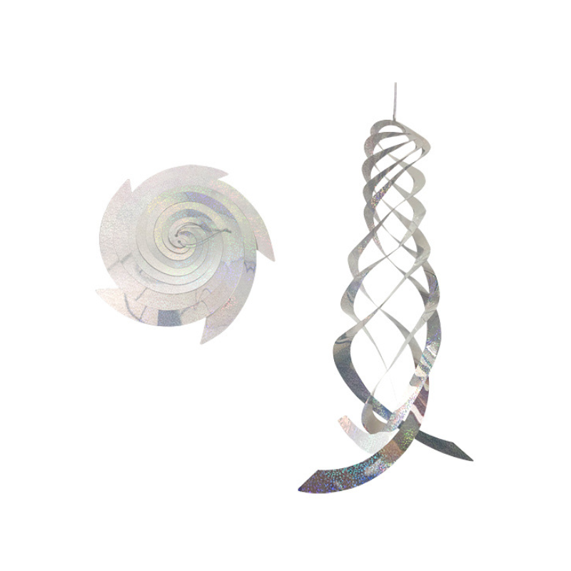 Reflektierende Vogelscheuche Spirale Silber