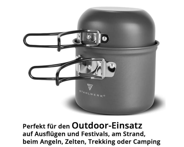 STAHLWERK Camping Kochtopf-Set 4-teilig aus Aluminium Outdoor Kochgeschirr Set