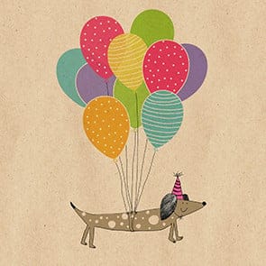 Servietten Dackel mit Ballons 33 x 33 cm 20 Stück Servietten