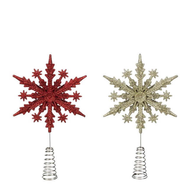 Christbaumspitze aus Kunststoff Weihnachtsstern rot gold 23 cm 2-fach sortiert Schmuck