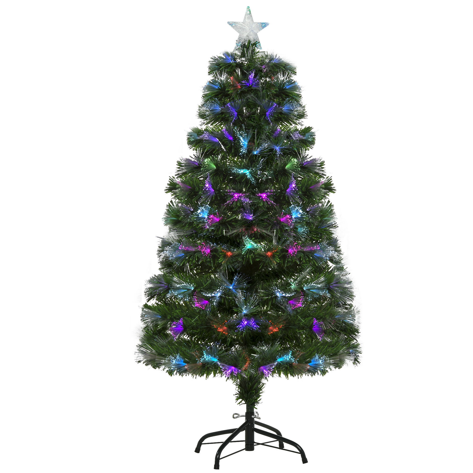 Künstlicher Weihnachtsbaum, 120 Cm, Beleuchteter Glasfaser-weihnachtsbaum, Farbwechselnde Lichter, 130 Grüne Leds