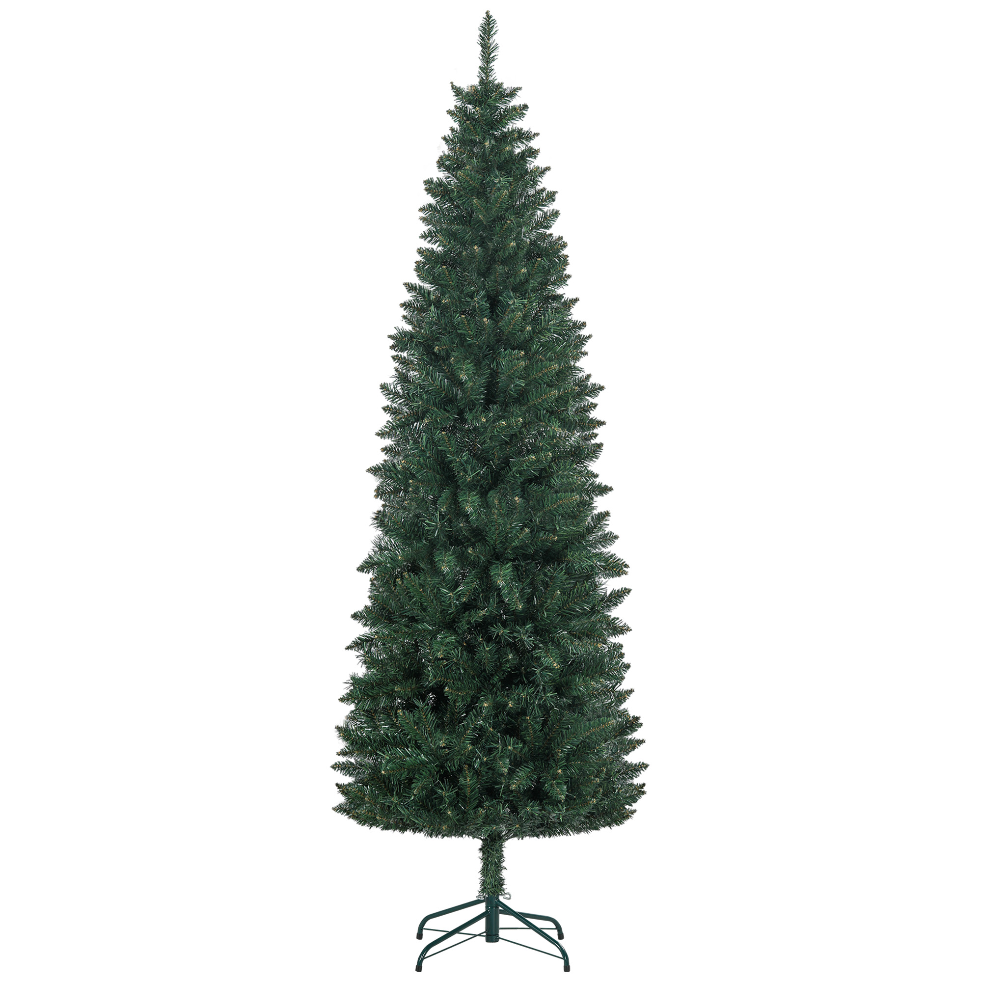 Künstlicher Weihnachtsbaum, 210 Cm, Schlanker Weihnachtsbaum Mit Faltbarem Stahlständer, 687 Zweige, Grün