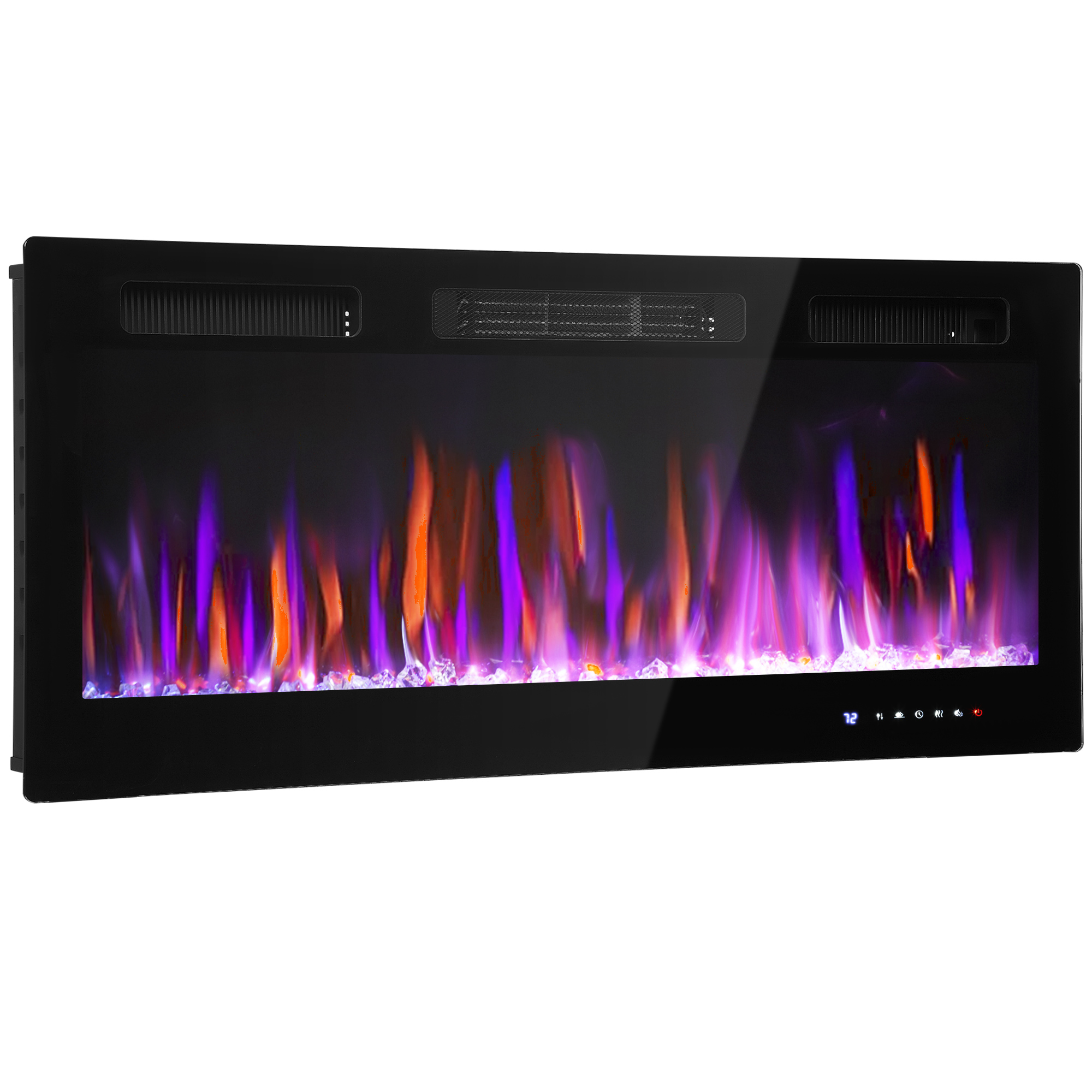 Elektrischer Wandkamin Oder Einbaukamin, 900 W/1800 W, 12-farbiger Flammeneffekt, 5 Helligkeitsstufen, 106,7 X 9,4 X 47 Cm, Schwarz
