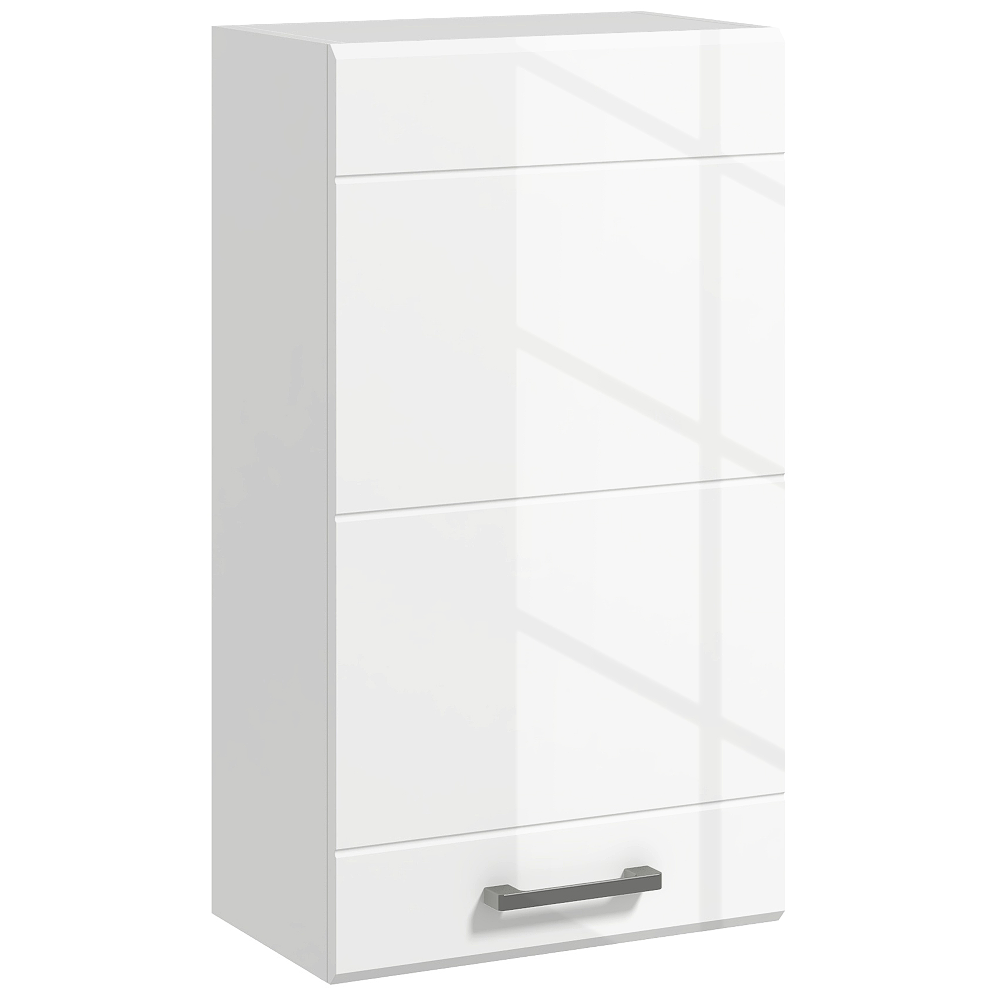 Badezimmer-wandschrank Mit Einer Tür Und Drei Höhenverstellbaren Einlegeböden, 37 X 22,5 X 70 Cm, Hochglanzweiß