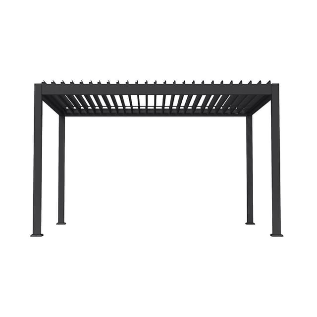 HOME DELUXE Pergola FAYLA – Elektrisch, Aluminium, Anthrazit (407 x 297 x 250 cm) Moderne Terrassenüberdachung mit Lamellendach elektrische pergola,