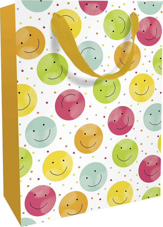 Geschenktasche lachende Smileys 26 x 36 cm Geschenkpapier