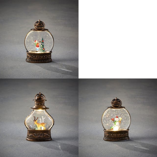 Luca Lightning LED Laterne Winterszenerie 13 cm warmweiß 3-fach sortiert Figur