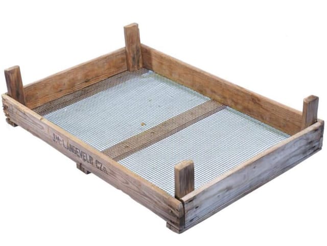 Flamingo Blumenzwiebelkiste Vintage Holz mit Metallgitterboden 70 x 50 x 13 cm braun Holzkiste