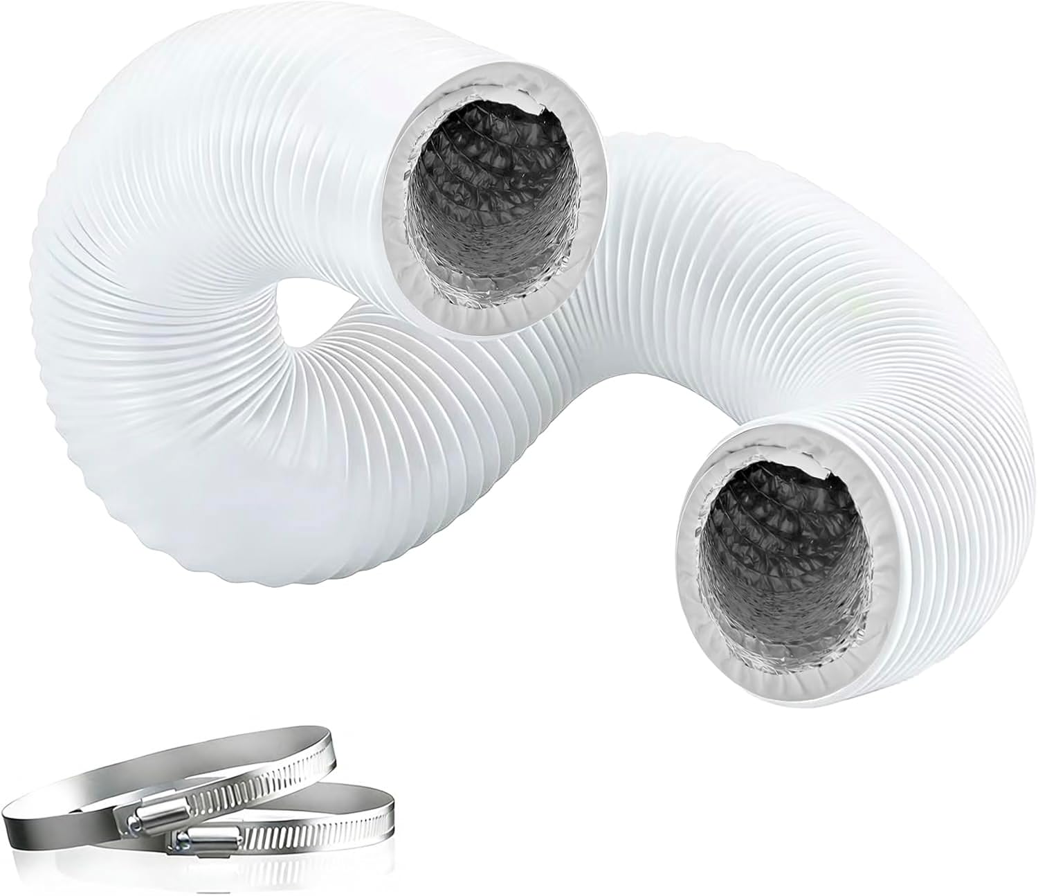 5 M Langer Abluftschlauch Für Tragbare Klimaanlagen, Ø 150 Mm Verlängerungsrohr Aus Pvc Und Aluminiumtragbarer Klimaanlagen-abluftkanal Für Abluftgeräte, Wäschetrockner, Dunstabzugshauben, Gartenhäuse