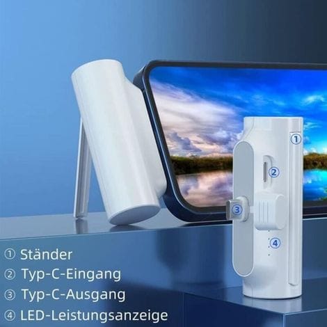 Mini-powerbank Mit Ständer, Kleines, Tragbares Schnellladegerät Mit 5000 Mah Im Usb-c-format, Geeignet Für Android-smartphones