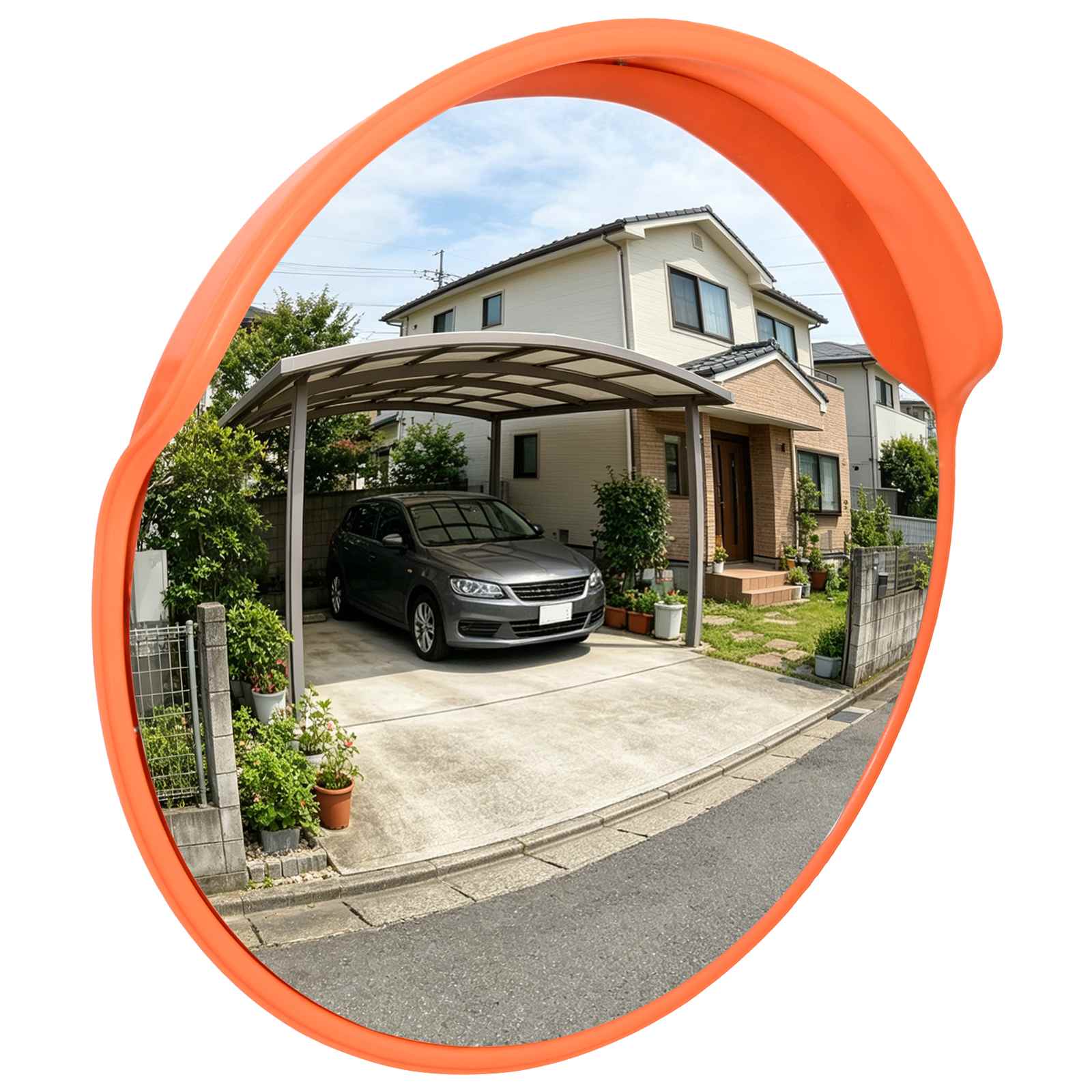Outdoor Konvexer Verkehrsspiegel Orange Ø75 Cm Polycarbonat Vidaxl