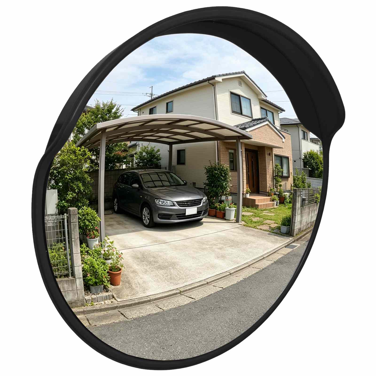 Outdoor Konvexer Verkehrsspiegel Schwarz Ø75 Cm Polycarbonat Vidaxl