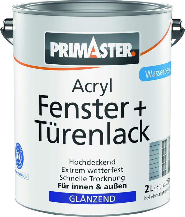 Primaster Acryl Fenster + Türenlack weiß glänzend 2 L Acryl Lack