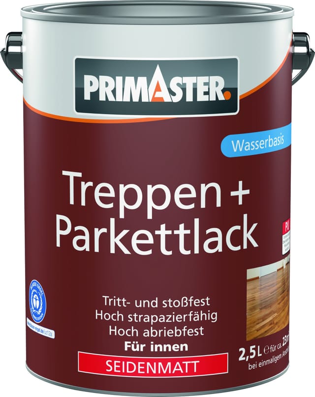 Primaster Treppen + Parkettlack farblos seidenmatt 2,5 L Lacke