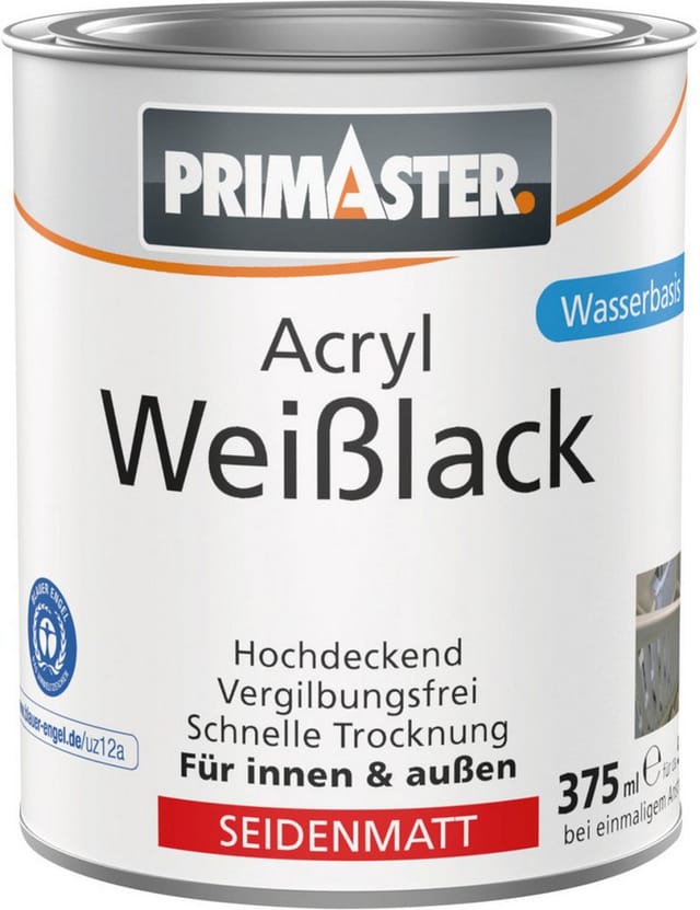 Primaster Acryl Weißlack seidenmatt 375 ml Lack