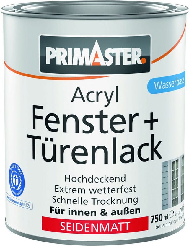 Primaster Acryl Fenster + Türenlack weiß seidenmatt 750 ml Acryl Lack