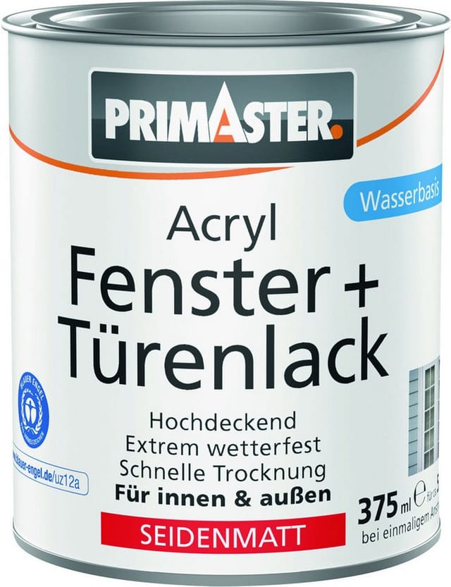 Primaster Acryl Fenster + Türenlack weiß seidenmatt 375 ml Acryl Lack