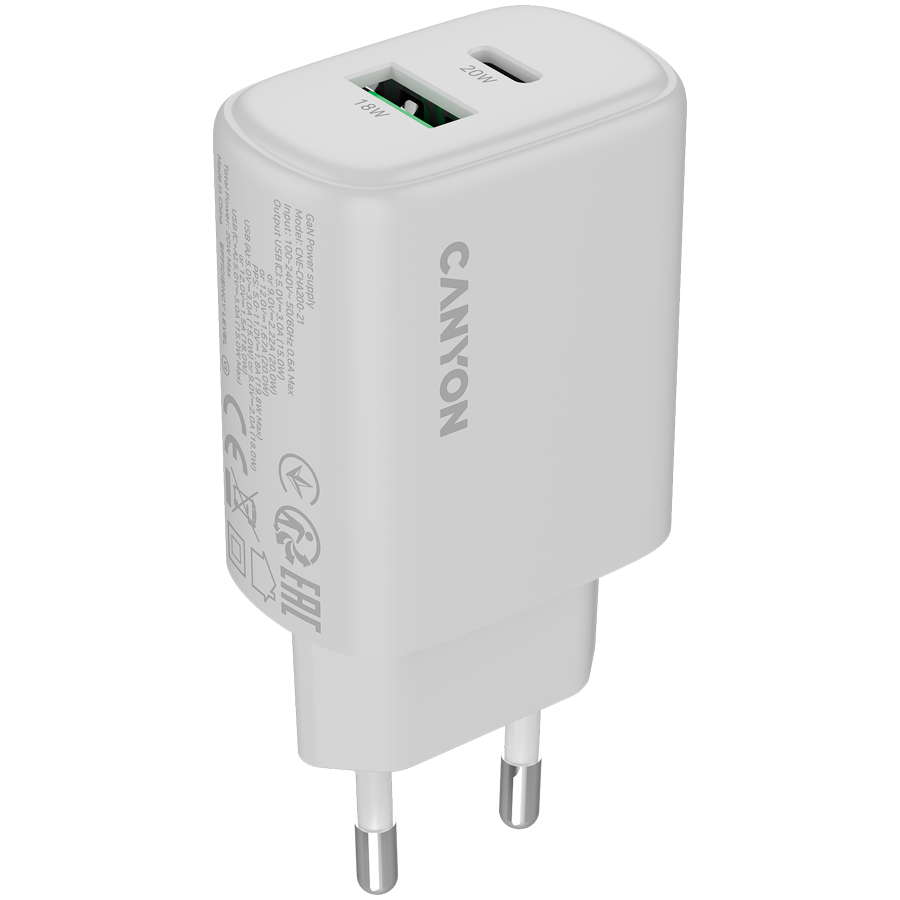 Canyon Oncharge 200 20w 1xpd 1xqc Eu-wandladegerät Weiß