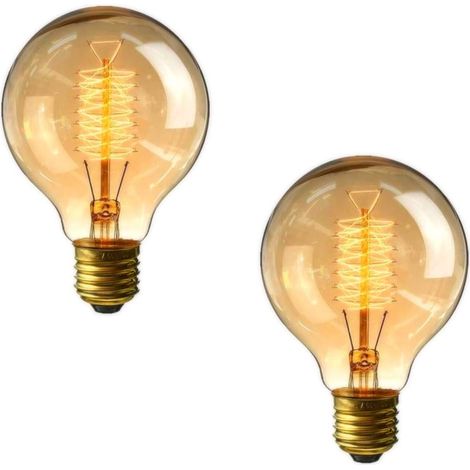 Edison G80 Glühbirne – E27 – 60 W – Dimmbar – 2700 K – Warmweiß – Spiralglühfaden – 2er-pack