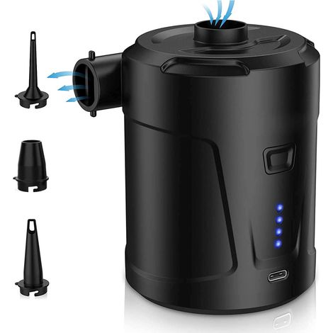 Elektrische Luftpumpe – 5000-mah-akku – 300 L/min Fördermenge – Für Kinderpools, Luftmatratzen Und Boote – 3 Düsen – 1 Stück