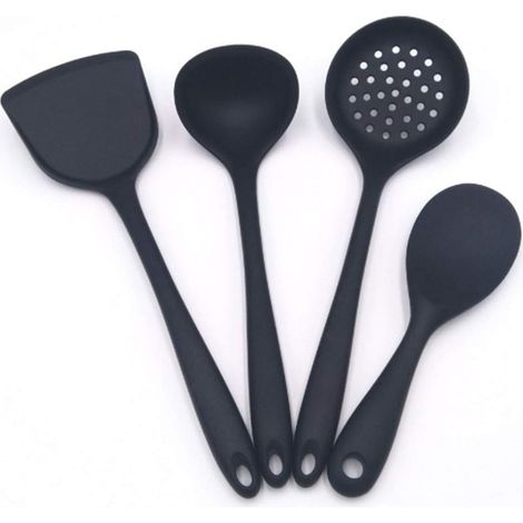 Küchenhelfer Aus Silikon – Pfannenwender, Schaumlöffel, Schöpfkelle, Löffelspatel – Für Beschichtete Pfannen – 4er-set