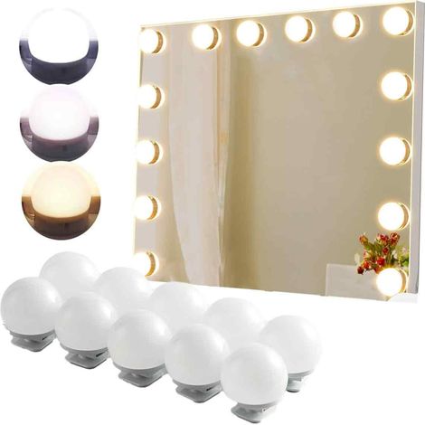 Led-lampe – Kosmetikspiegel – 3 Smd 5050-chips – Dimmbar 20–100 % – Berührungsschalter – Aluminiumkühlung – 50.000 Stunden Lebensdauer – 10-teiliges Set