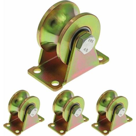U-nut-rad – 50 Mm – Verzinkter Stahl – Für Schiebetore Und Drehschienen – Tragfähigkeit 300 Kg – 4er-pack