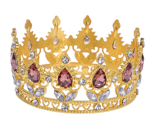 Tortenaufsatz In Form Einer Rosafarbenen Goldenen Krone, 8 Cm