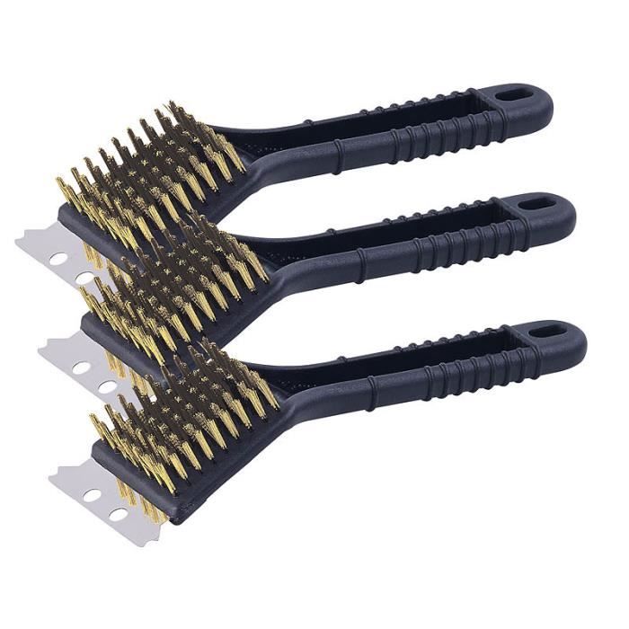 Grillbürsten – Perle – 3er-pack – 2-in-1 – Stahlschaber – Schwarzes Metall