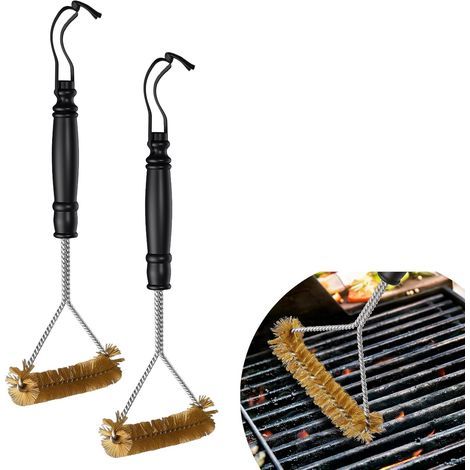 Set Mit 2 Messing-reinigungsbürsten Für Grillgeräte, Messingborstenbürste, Bürste Für Gusseisengrills, Kompatibel Mit Gas- Und Holzkohlegrills.
