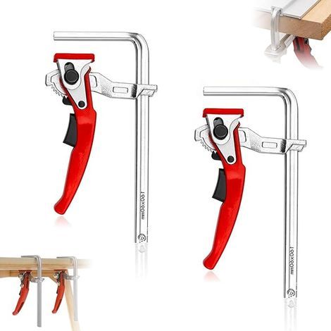2-teilige Führungsschienenklemme, Schnellspannklemme, Komplett Aus Stahl, 160 Mm Spannweite Und 60 Mm Ausladung, Zum Schleifen Und Trennen, Schnellverriegelung