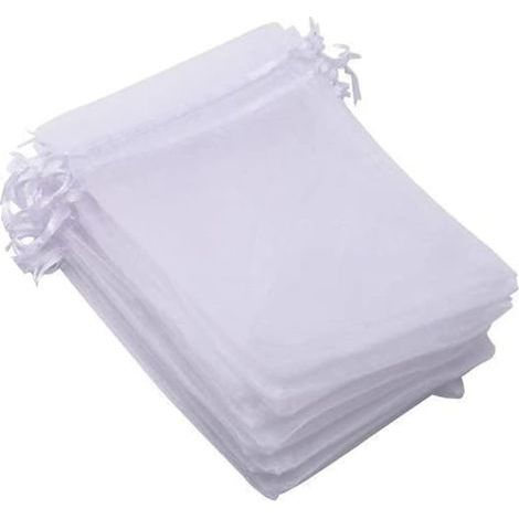 100 Organzabeutel - 7 X 9 Cm - Weiß - Ideal Für Hochzeiten, Taufen, Geschenke, Lavendel, Schmuck (weiß)